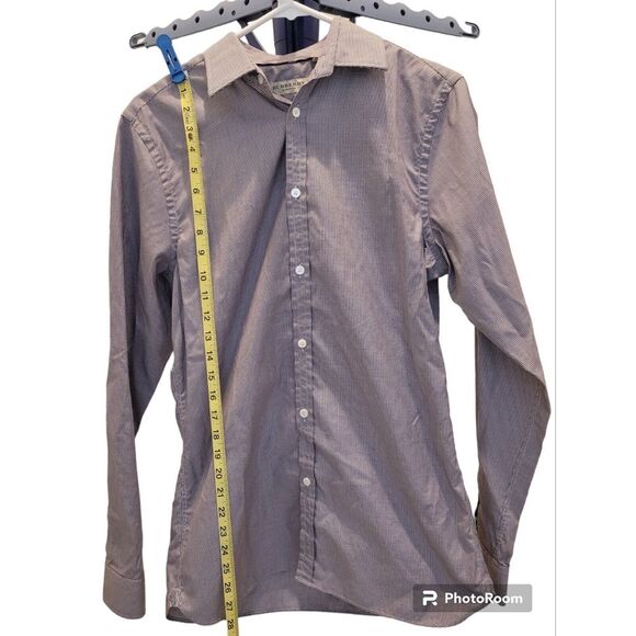 Burberry London Dress Shirt Mens L 15.5 39 Purple Check Long Sleeve Collared - Picture 2 of 8